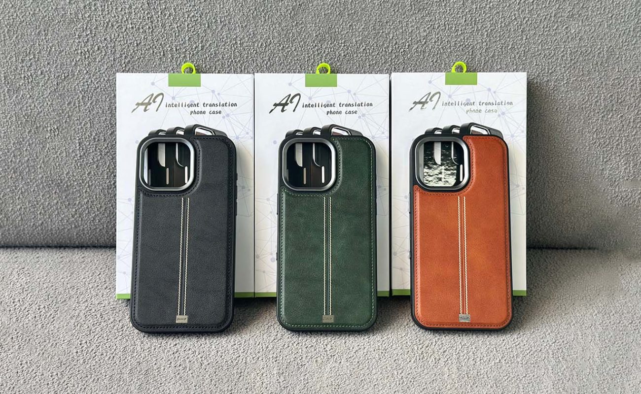 Smart translation phone case color options display