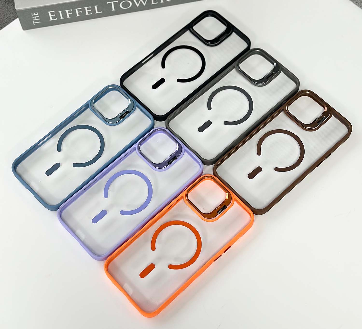 A PC Material Phone Case with magnetic suction function is placed on the table.